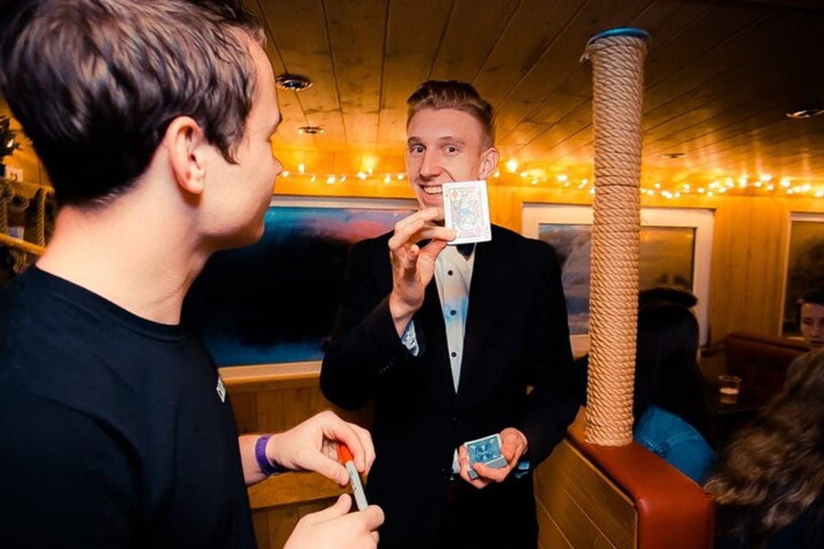 Krakow Boat Party magician performing close-up magic