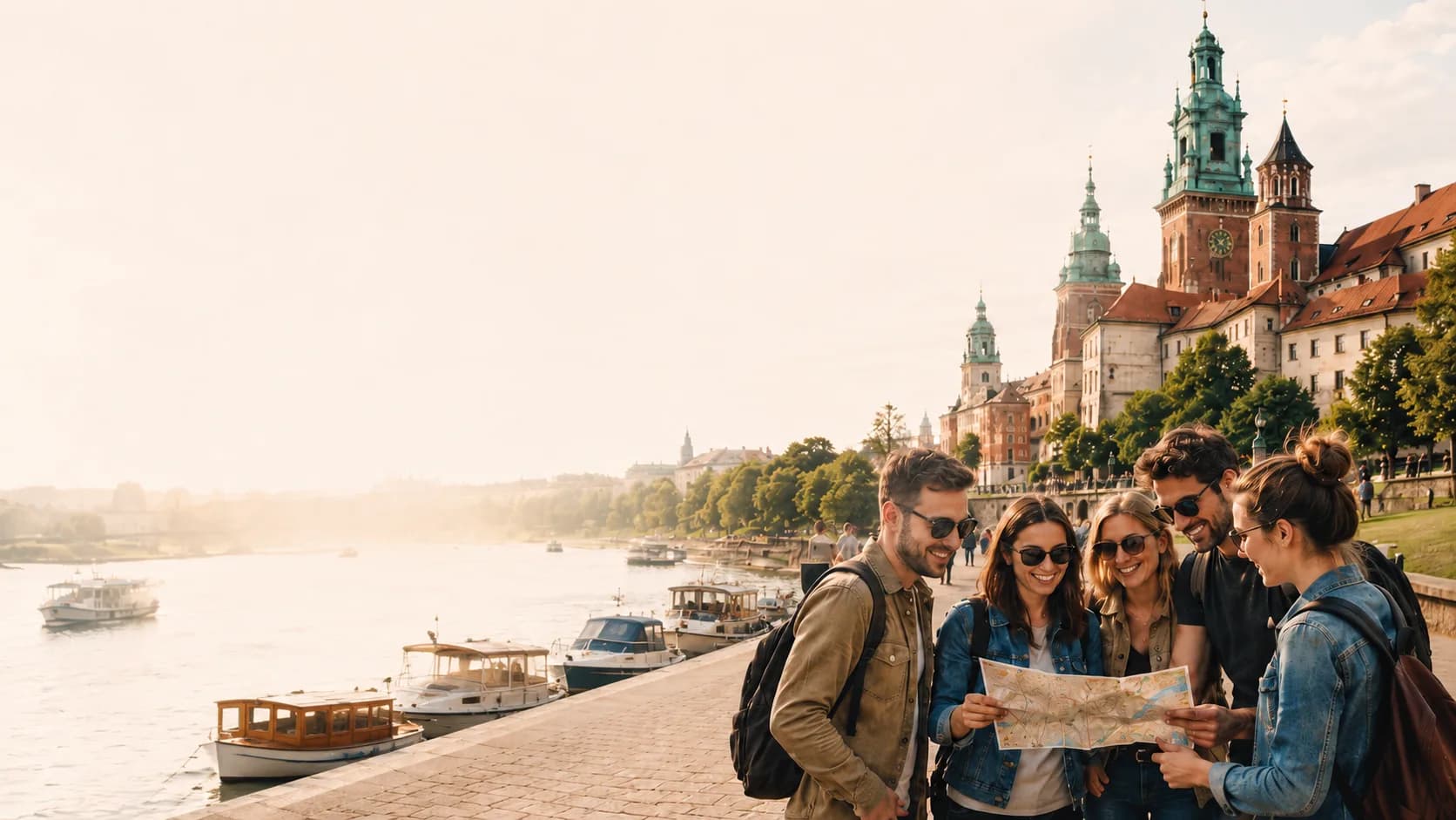 Travelers planning their time in Krakow