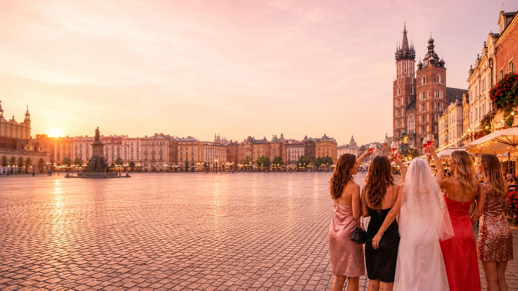 Friends celebrating a hen party together in Krakow